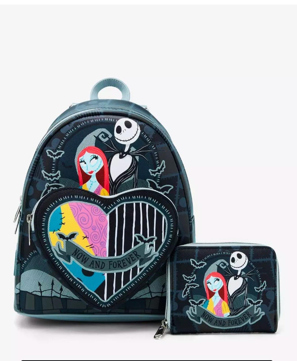 Loungefly The Nightmare Before Christmas Jack & Sally Split Mini Zipper Wallet