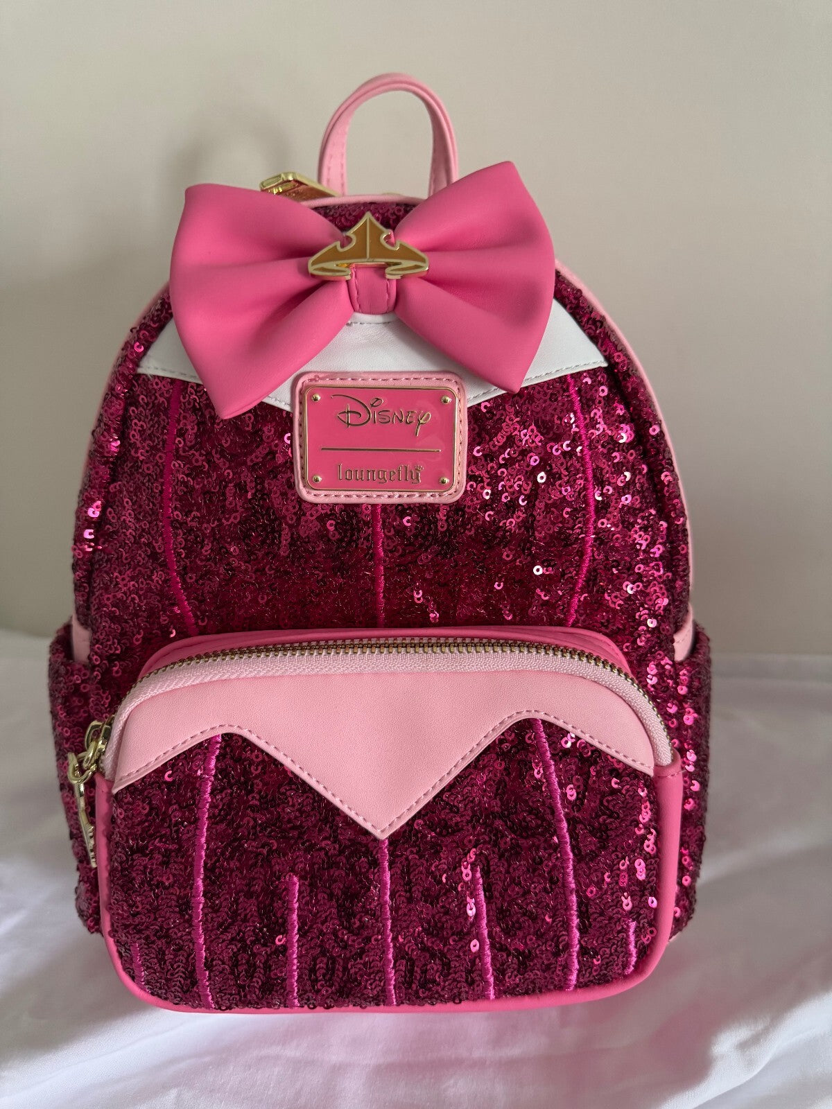Disney Princess Aurora Pink Sequins Loungefly Mini Backpack