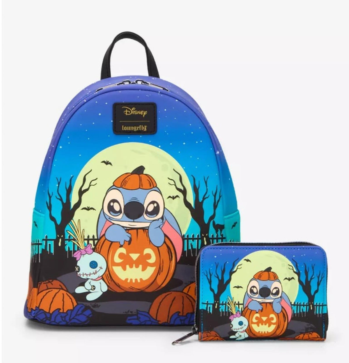 Loungefly Disney Stitch Pumpkin Glow-In-The-Dark Mini Zipper Wallet