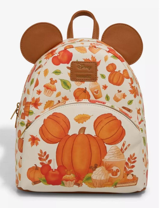 Loungefly Disney Mickey Mouse Pumpkin Fall Treats Scented Mini Backpack