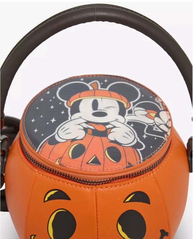 Loungefly Disney Mickey & Minnie Lenticular Figural Pumpkin Crossbody Bag