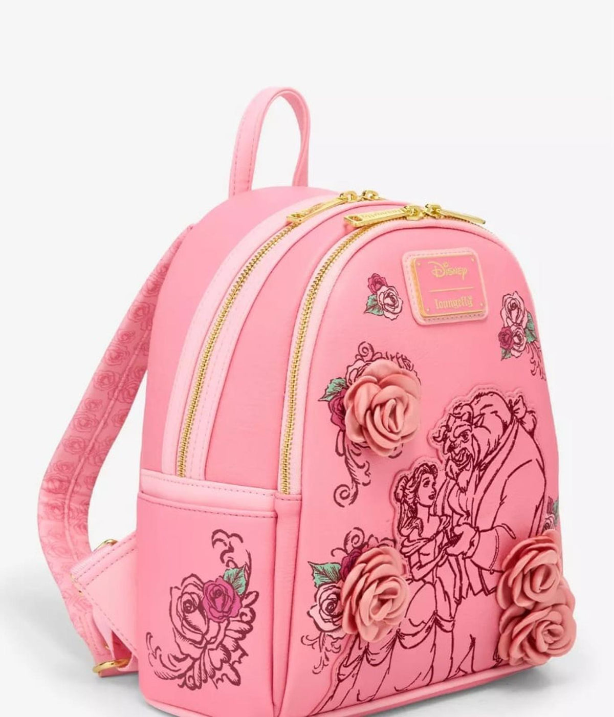 Loungefly Disney Beauty and the Beast Pink Roses Mini Backpack NWT