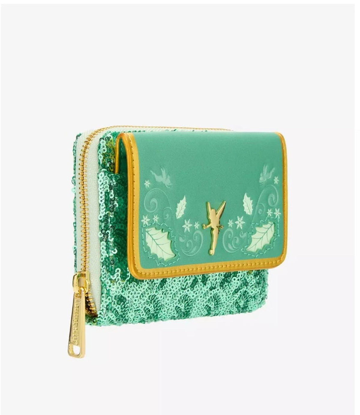 Loungefly Disney Tinker Bell Holiday Sequined Mini Zipper Wallet