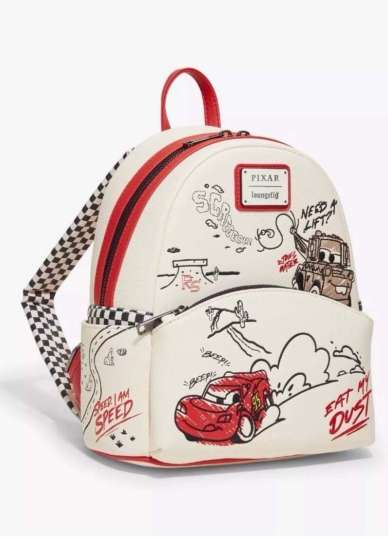 Loungefly Disney Pixar Cars Lightning McQueen & Mater Doodles Mini Backpack