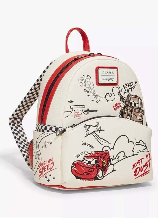 Loungefly Disney Pixar Cars Lightning McQueen & Mater Doodles Mini Backpack