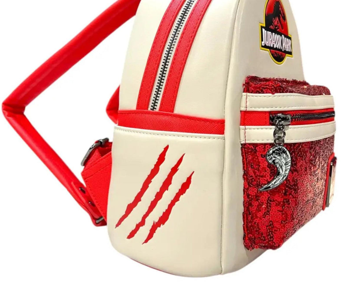 Loungefly Jurassic Park Red Sequin Mini Backpack