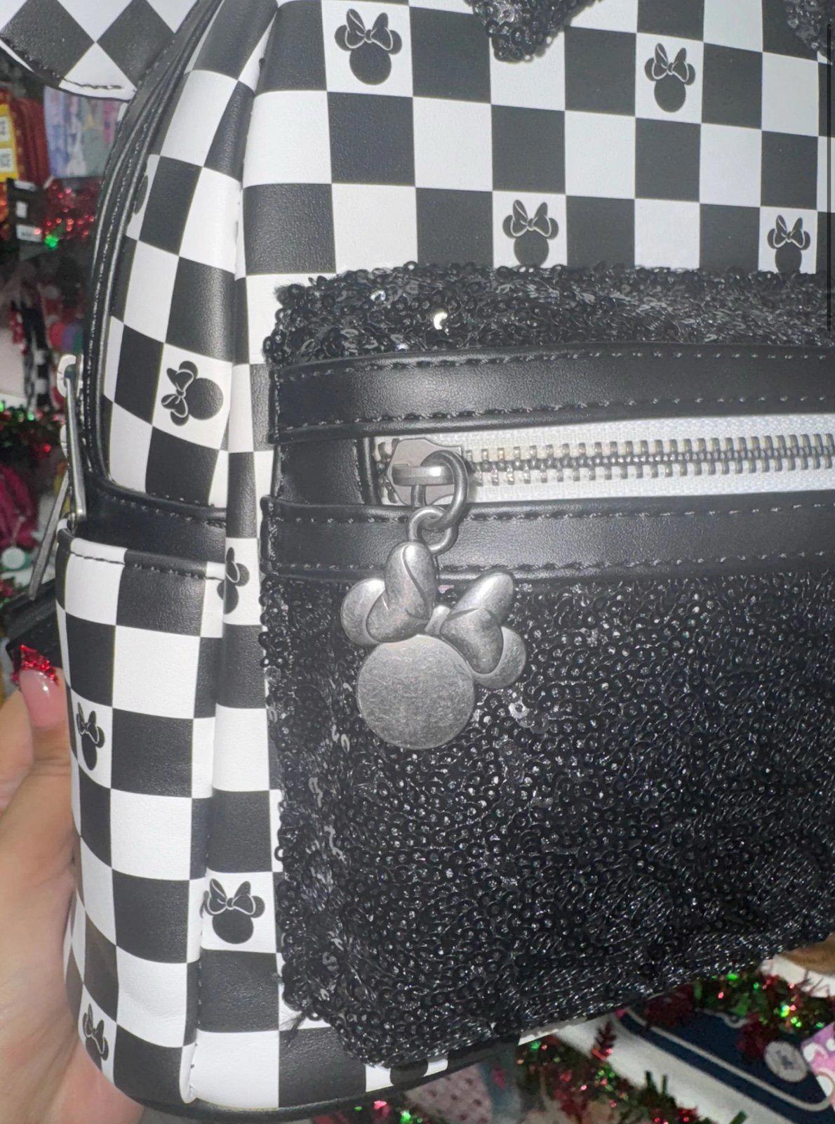 Loungefly Exclusive “Checkered Minnie Mouse Sequin” Mini Backpack