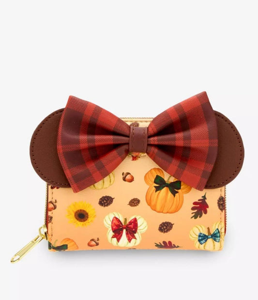 Loungefly Disney Minnie Mouse Fall Pumpkin Mini Zipper Wallet