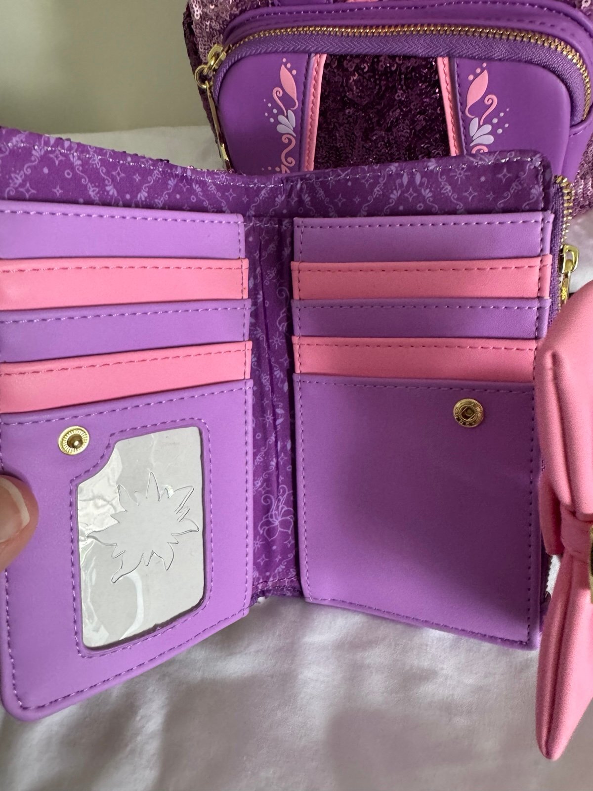Loungefly Disney Princess Tangled Rapunzel Sequin Backpack & Wallet SET