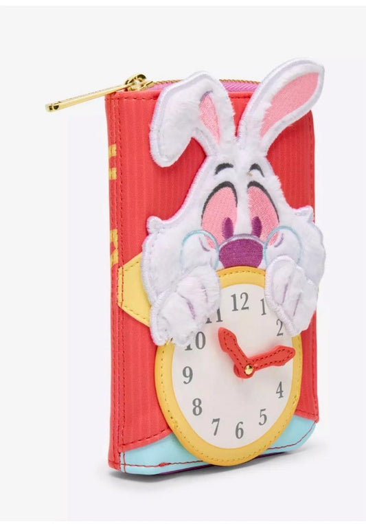 Loungefly Disney AIW White Rabbit Fuzzy Mini Zipper Wallet
