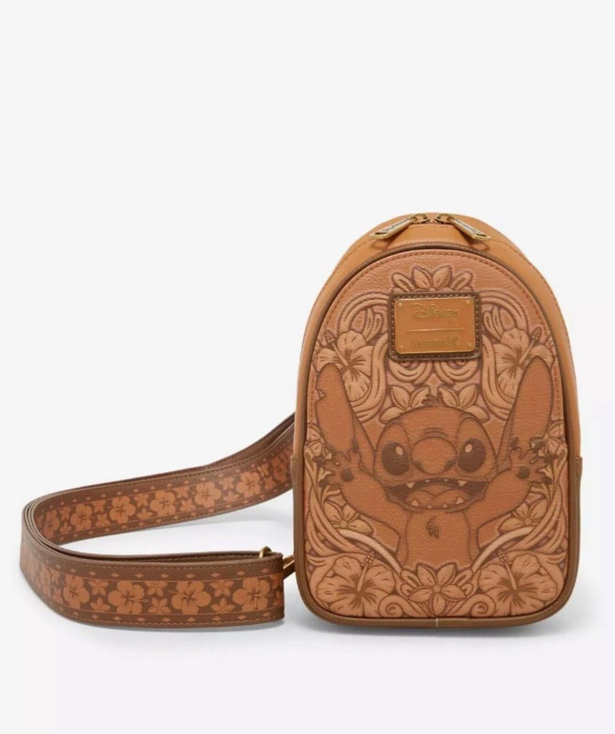 Loungefly Disney Lilo & Stitch Tonal Stitch Carving Crossbody Sling Bag