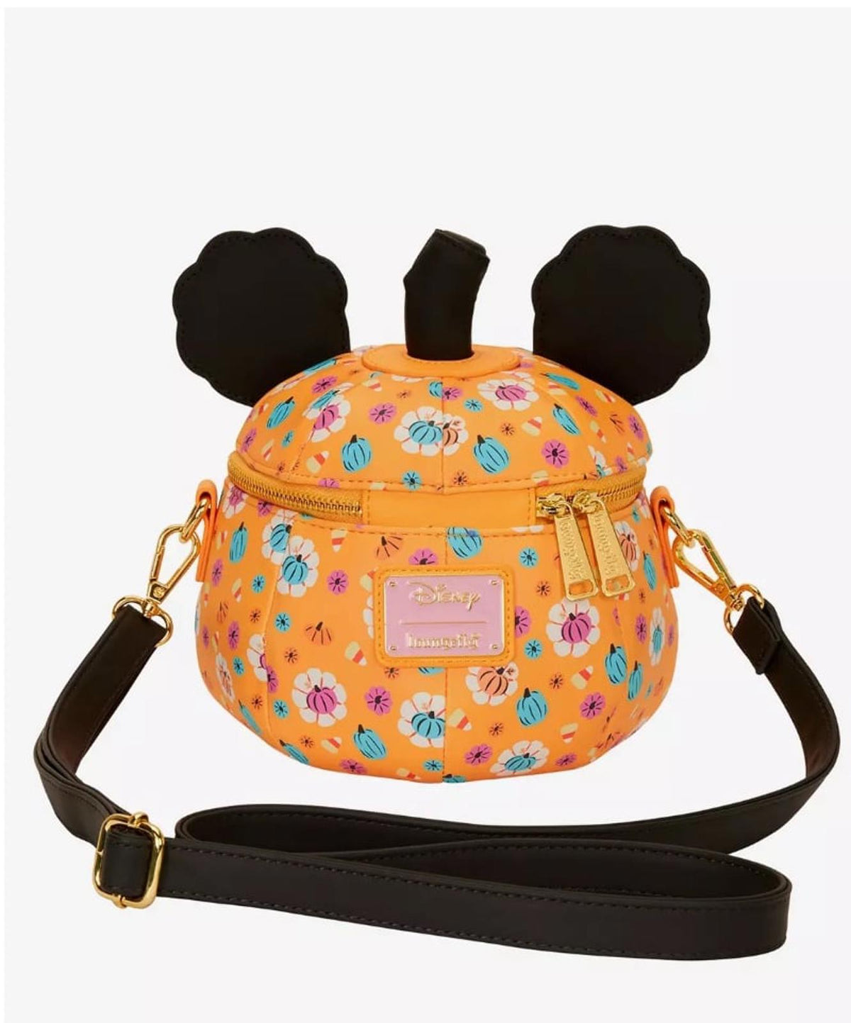 Loungefly Disney Mickey Floral Pumpkin Figural Crossbody Bag