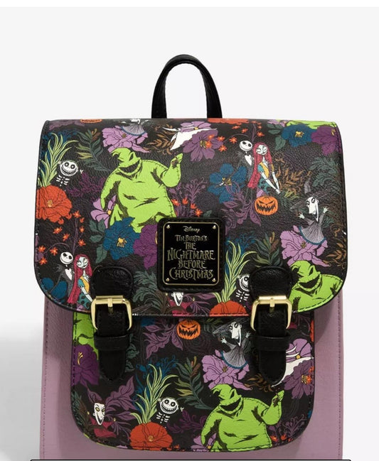 Loungefly Disney NBC Oogie Boogie Floral Flap Allover Print Buckle Mini Backpack