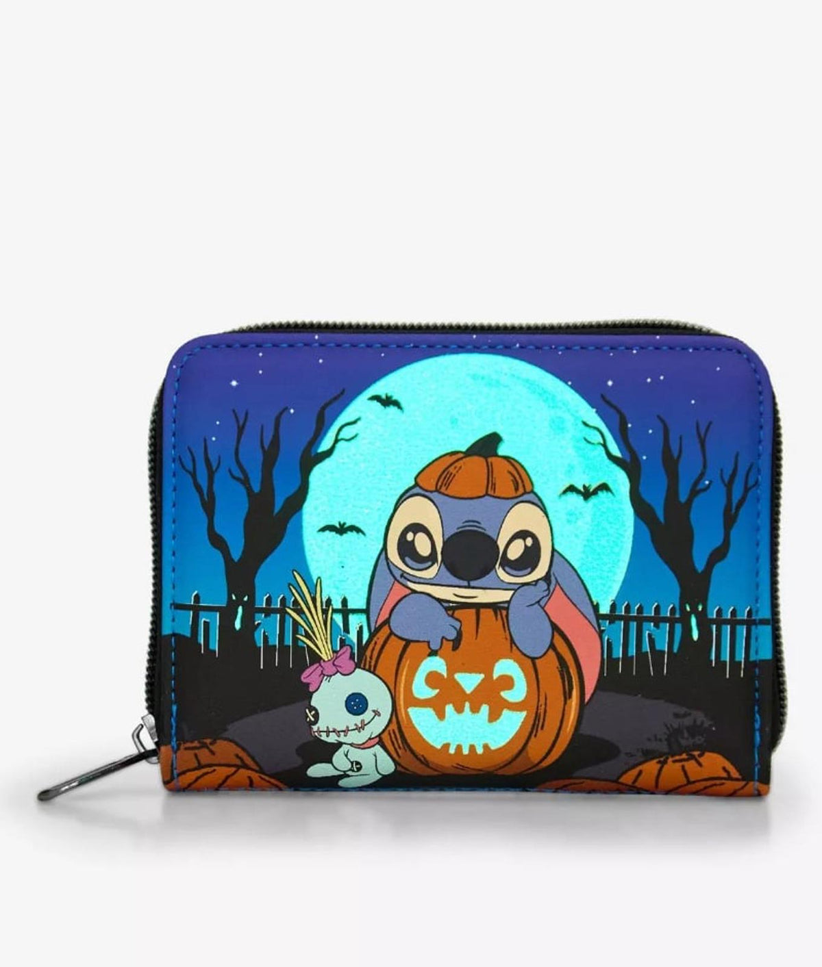 Loungefly Disney Stitch Pumpkin Glow-In-The-Dark Mini Zipper Wallet