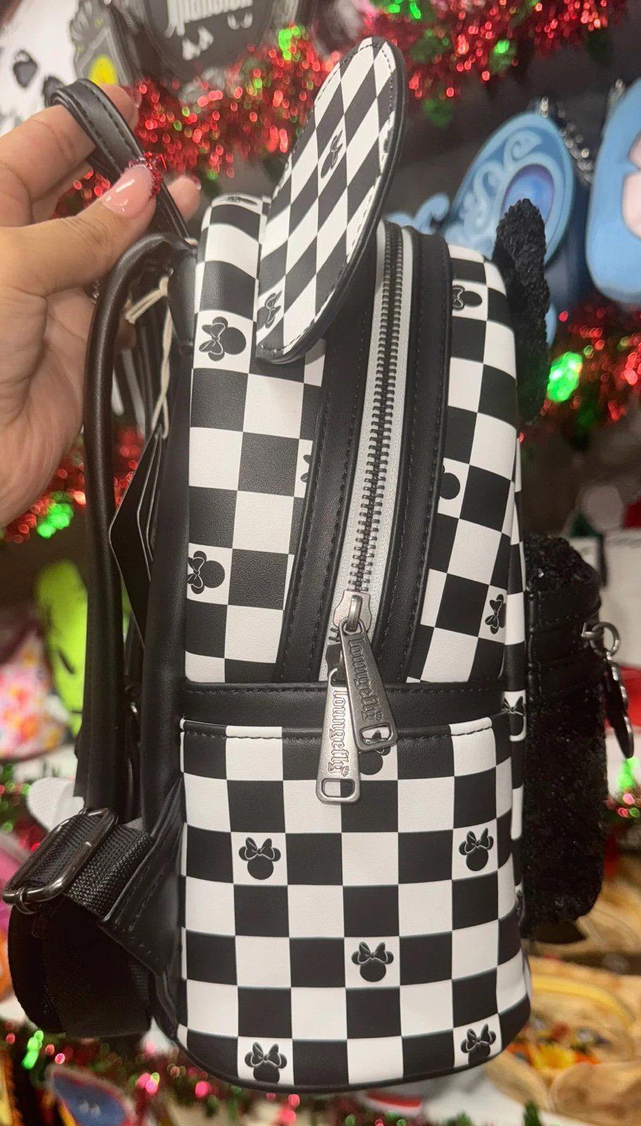 Loungefly Exclusive “Checkered Minnie Mouse Sequin” Mini Backpack