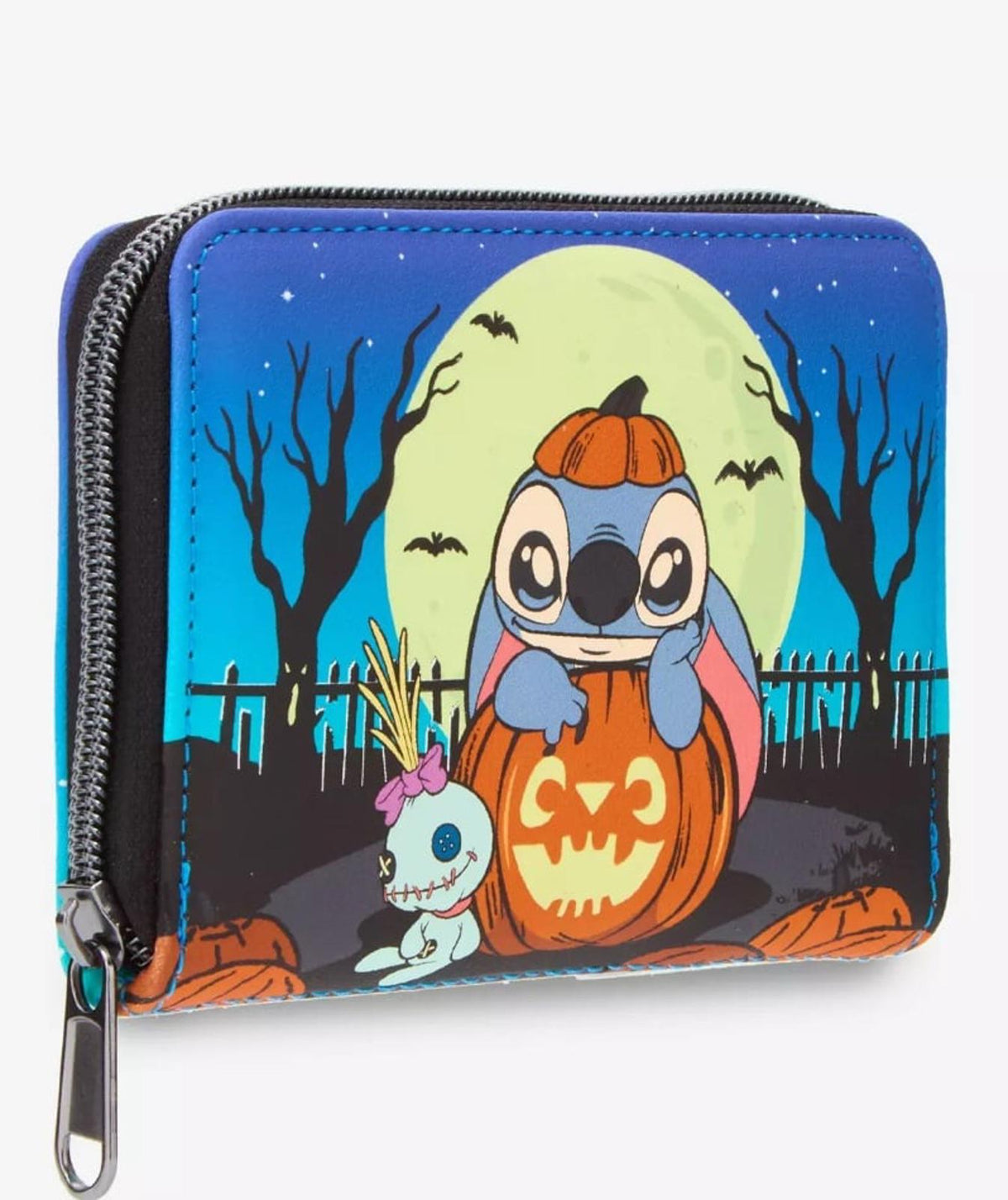 Loungefly Disney Stitch Pumpkin Glow-In-The-Dark Mini Zipper Wallet