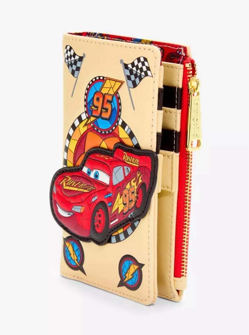 Loungefly Disney Cars Lightning McQueen Stained Glass Zip Wallet