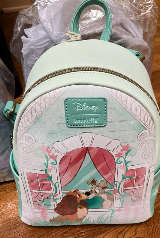 Loungefly Lady and the Tramp Window Kiss Mini Backpack