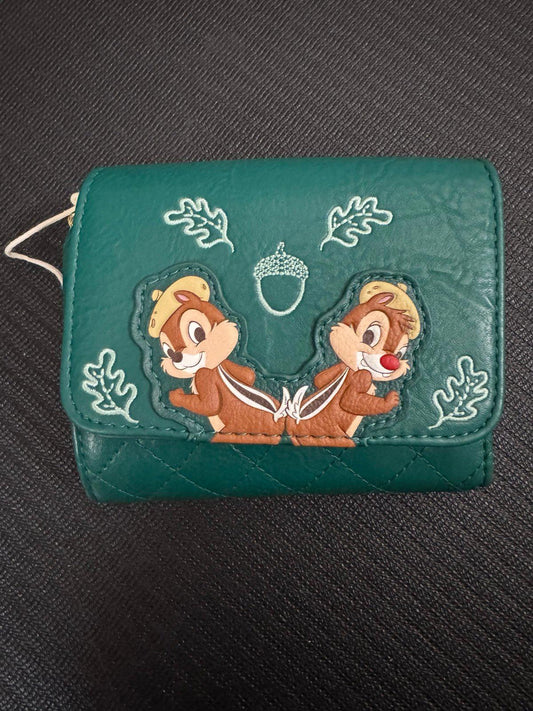 Loungefly Chip and Dale Green Quilted Minimal Wallet