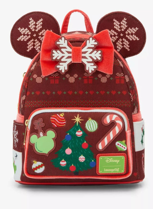 Loungefly Disney Minnie Mouse Sweater Holiday Mini Backpack