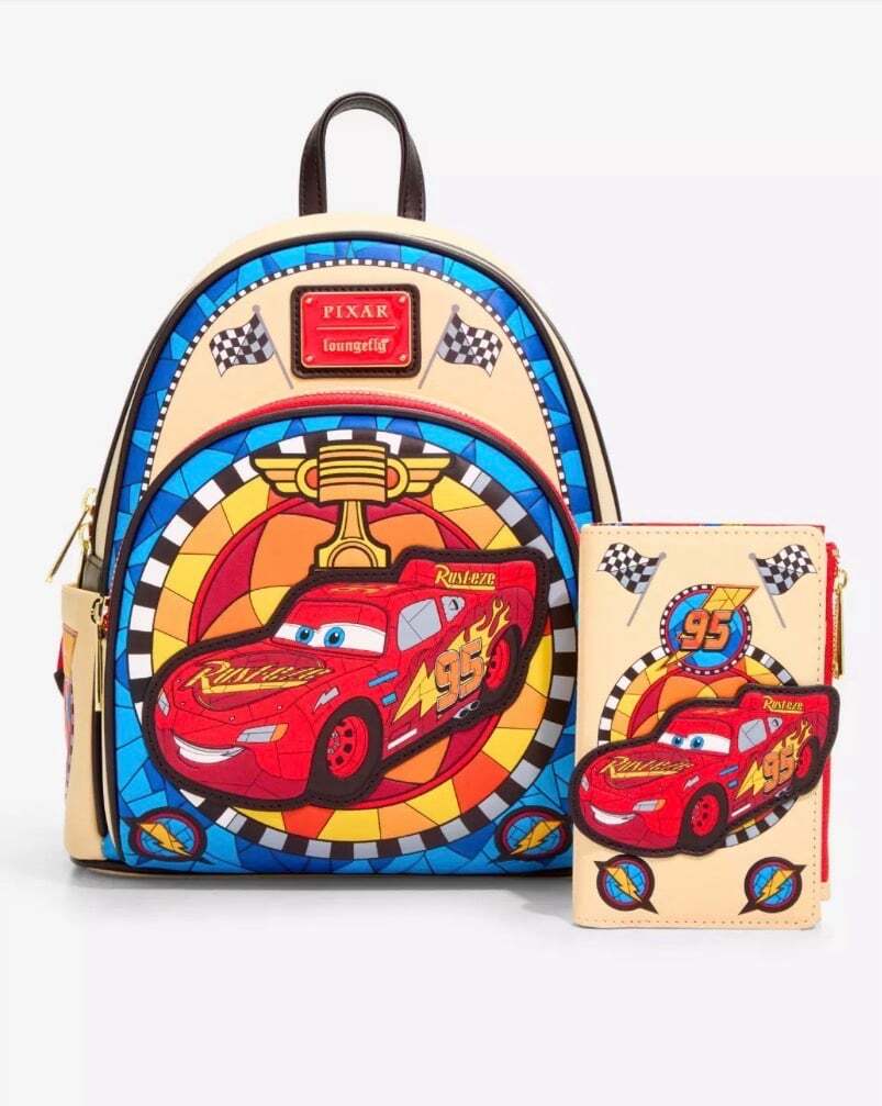 Loungefly Disney Cars Lightning McQueen Stained Glass Zip Wallet