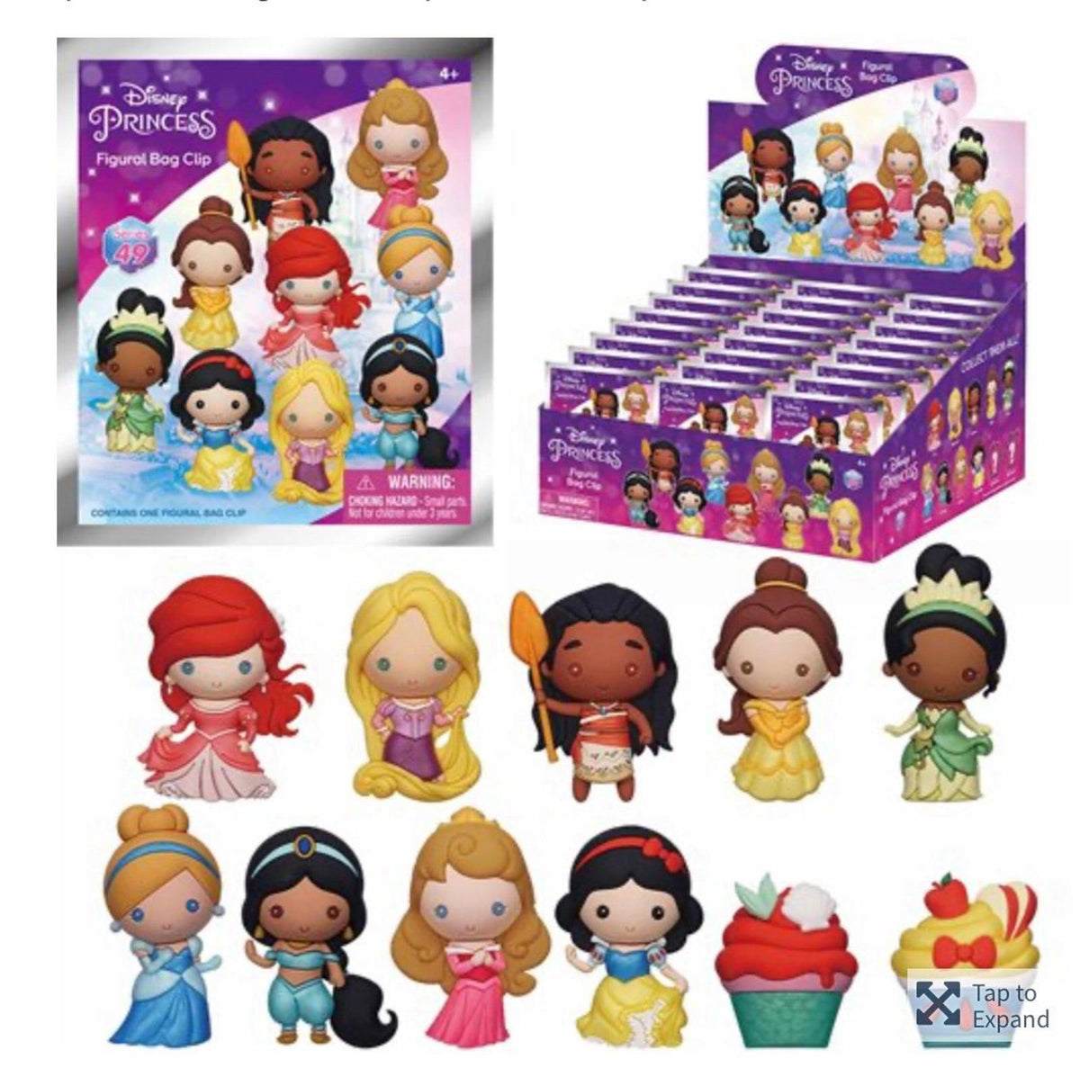Disney Princess Series 49 Metallic 3D Blind Bag Foam Bag Clip NEW
