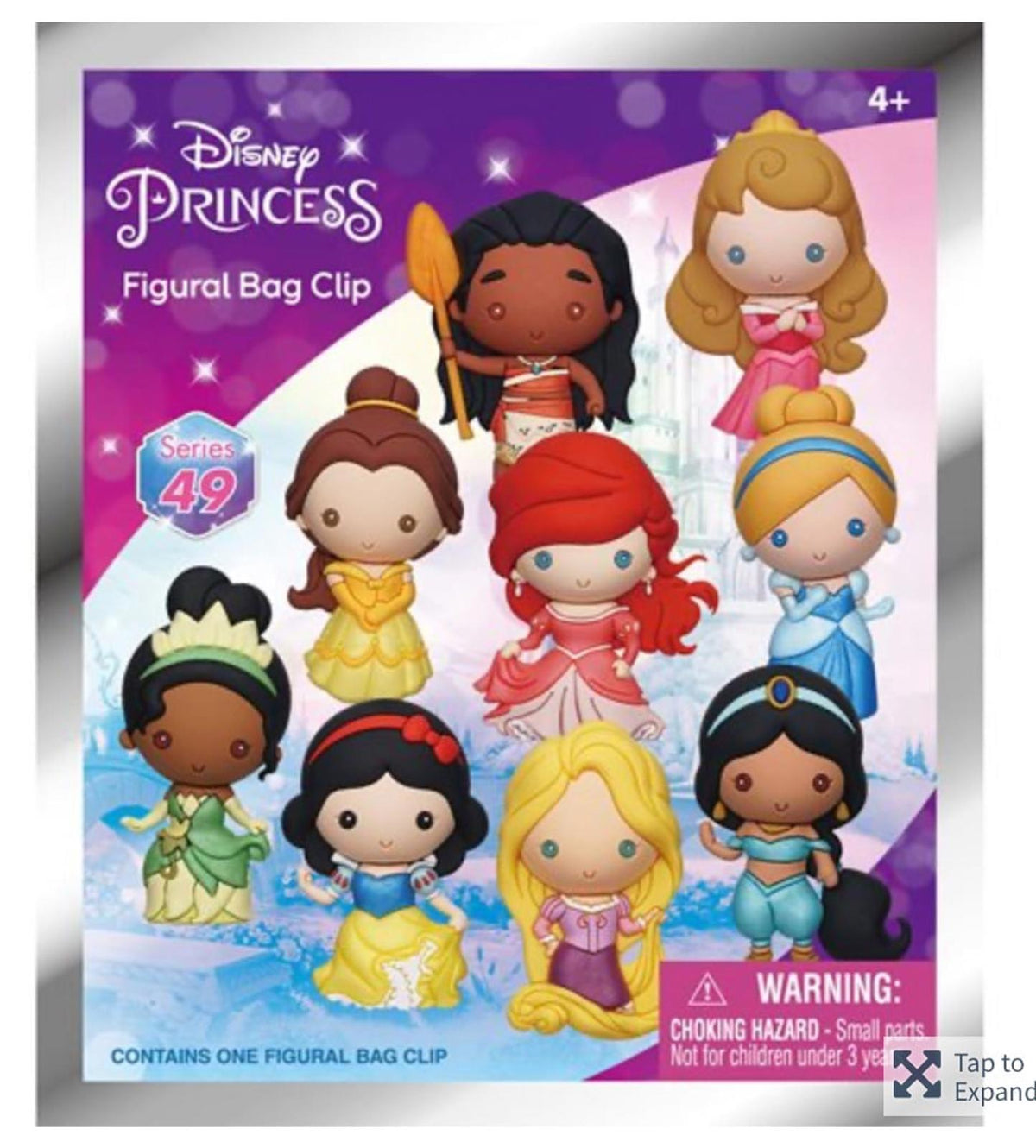 Disney Princess Series 49 Metallic 3D Blind Bag Foam Bag Clip NEW