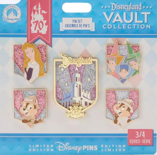 Disneyland 70th Anniversary Vault Collection Pin Set 3 LE