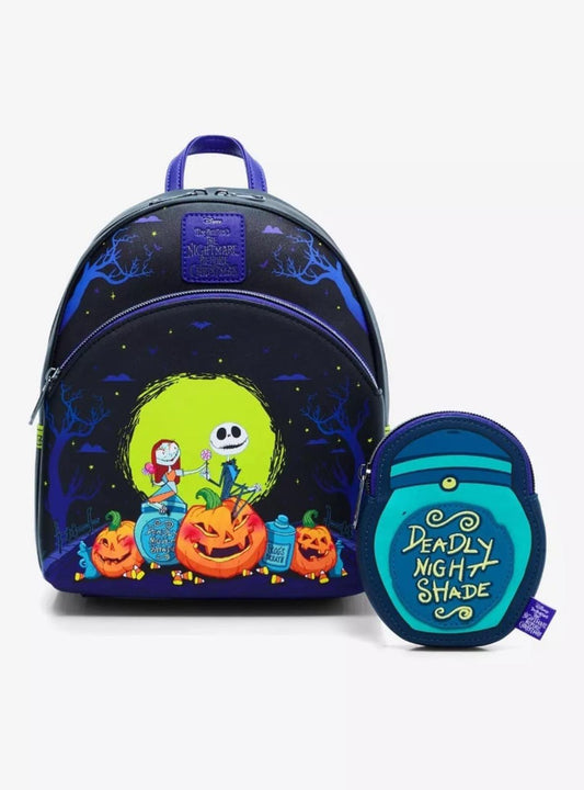 Loungefly The NBC Jack & Sally Pumpkins Mini Backpack & Matching Coin Purse