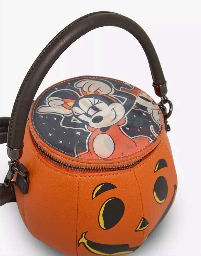 Loungefly Disney Mickey & Minnie Lenticular Figural Pumpkin Crossbody Bag