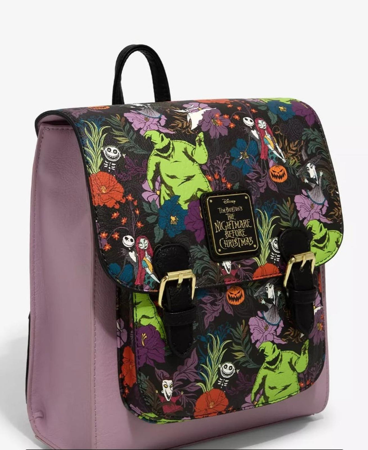 Loungefly Disney NBC Oogie Boogie Floral Flap Allover Print Buckle Mini Backpack