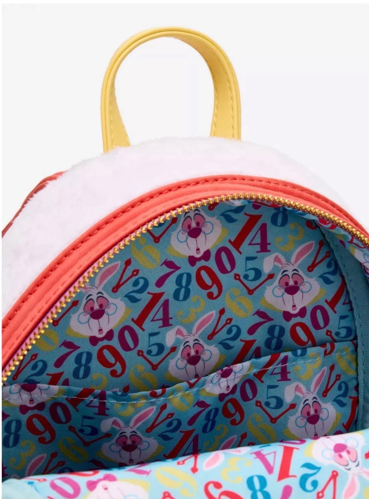 Loungefly Disney AIW White Rabbit Fuzzy Mini Backpack