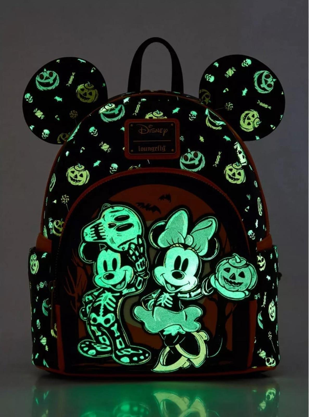 Loungefly Disney Mickey & Minnie Skeleton Glow-in-the-Dark Mini Backpack
