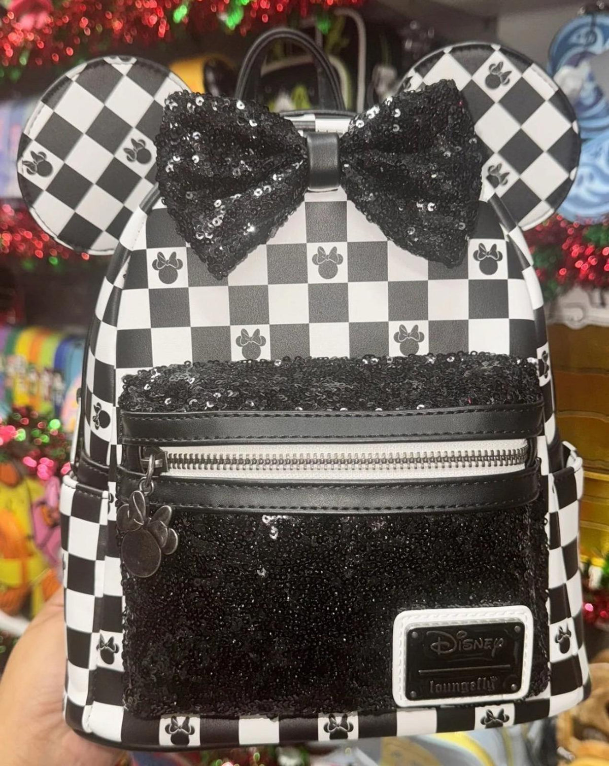 Loungefly Exclusive “Checkered Minnie Mouse Sequin” Mini Backpack