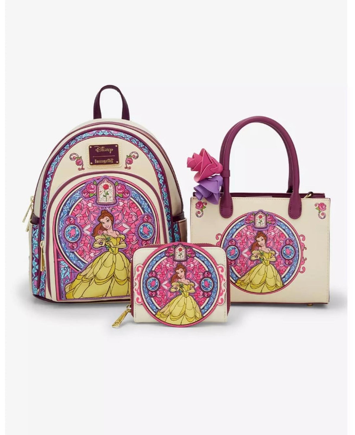 Loungefly Disney Beauty and the Beast Belle Stained Glass Portrait Zip Wallet