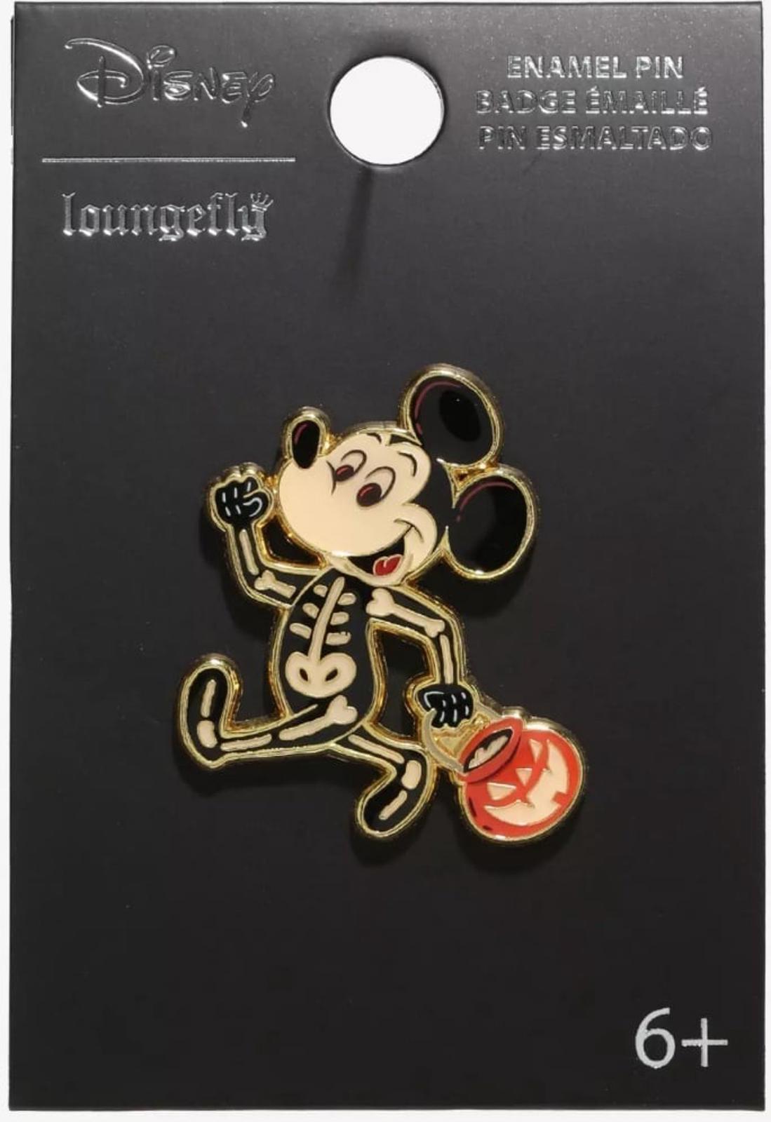 Loungefly Disney Mickey Mouse Skeleton Trick or Treat Enamel Pin