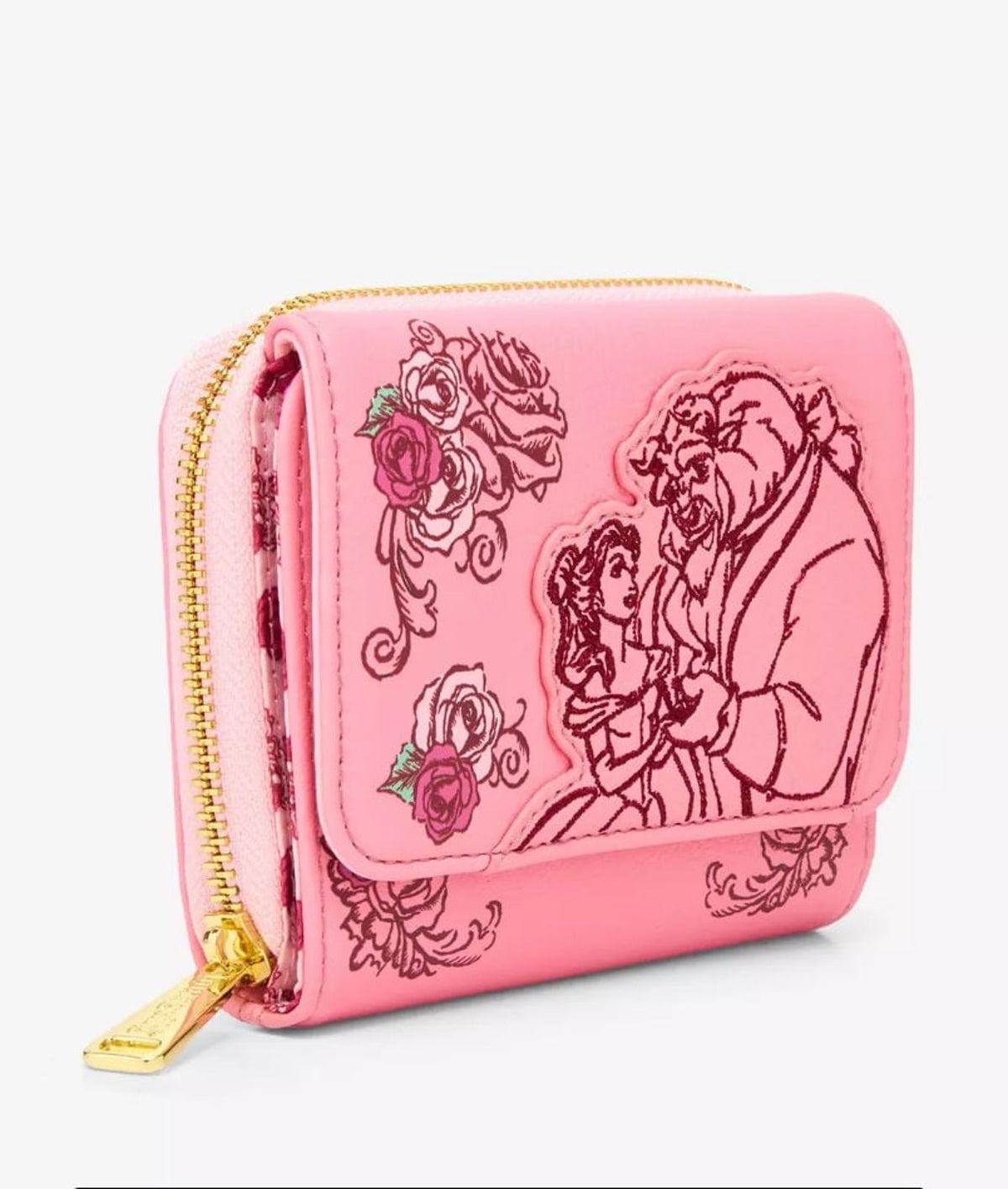 Loungefly Disney Beauty and the Beast Pink Roses Zip Wallet