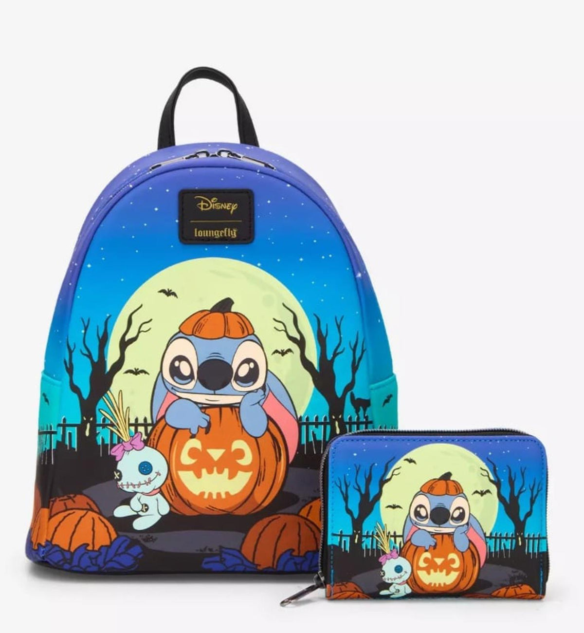 Loungefly Disney Stitch Pumpkin Teal Ombre Glow-In-The-Dark Mini Backpack