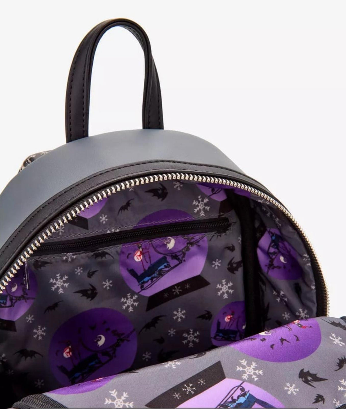 Loungefly Disney NBC Jack/Zero Sleigh Ride Snow Globe GITD Mini Backpack
