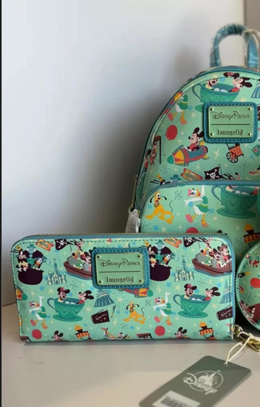 Loungefly Disney Parks Mickey Mouse & Friends PLAY IN THE PARK Backpack/Wallet SET