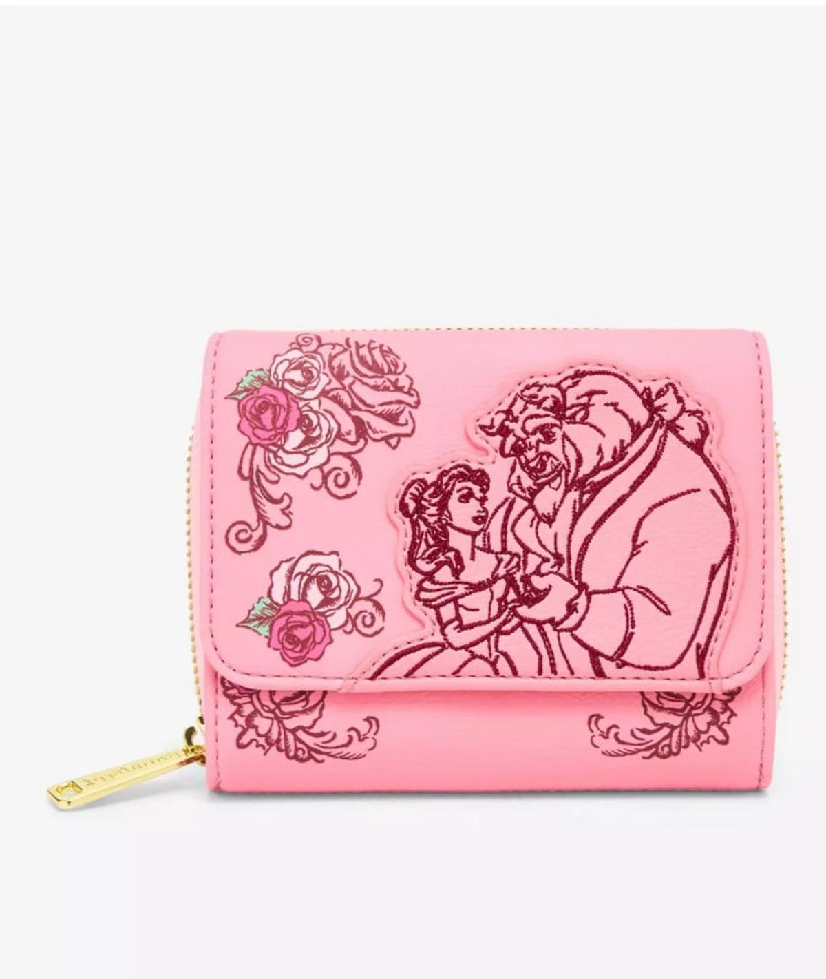 Loungefly Disney Beauty and the Beast Pink Roses Zip Wallet