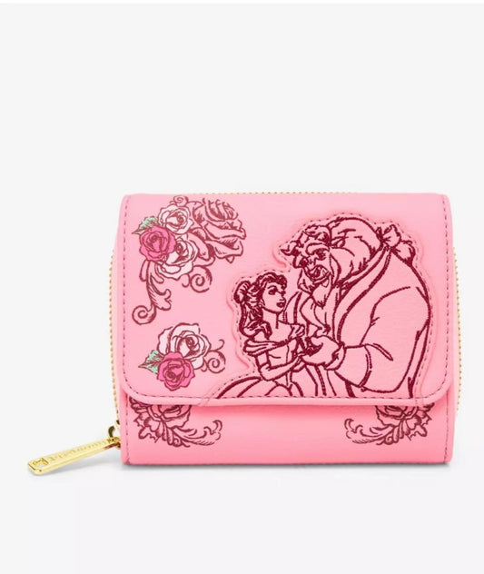 Loungefly Disney Beauty and the Beast Pink Roses Zip Wallet