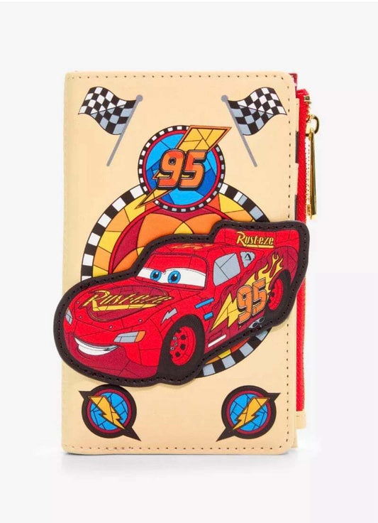 Loungefly Disney Cars Lightning McQueen Stained Glass Zip Wallet