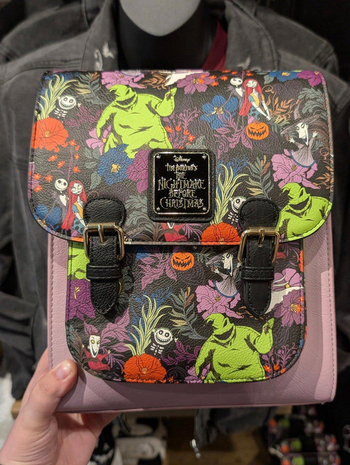 Loungefly Disney NBC Oogie Boogie Floral Flap Allover Print Buckle Mini Backpack