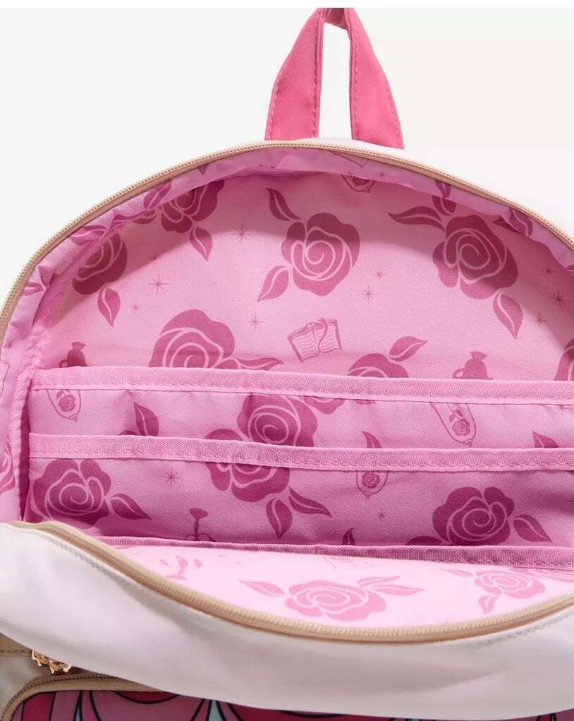 Disney Beauty and The Beast Stained Glass Portraits Backpack w/Rose Coin Purse