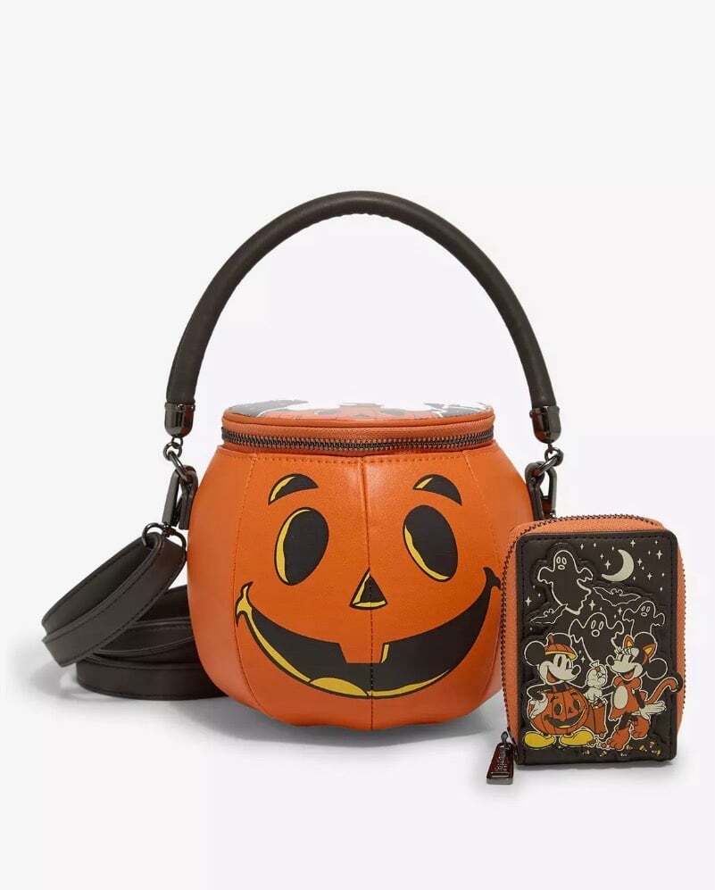 Loungefly Disney Mickey & Minnie Lenticular Figural Pumpkin Crossbody Bag