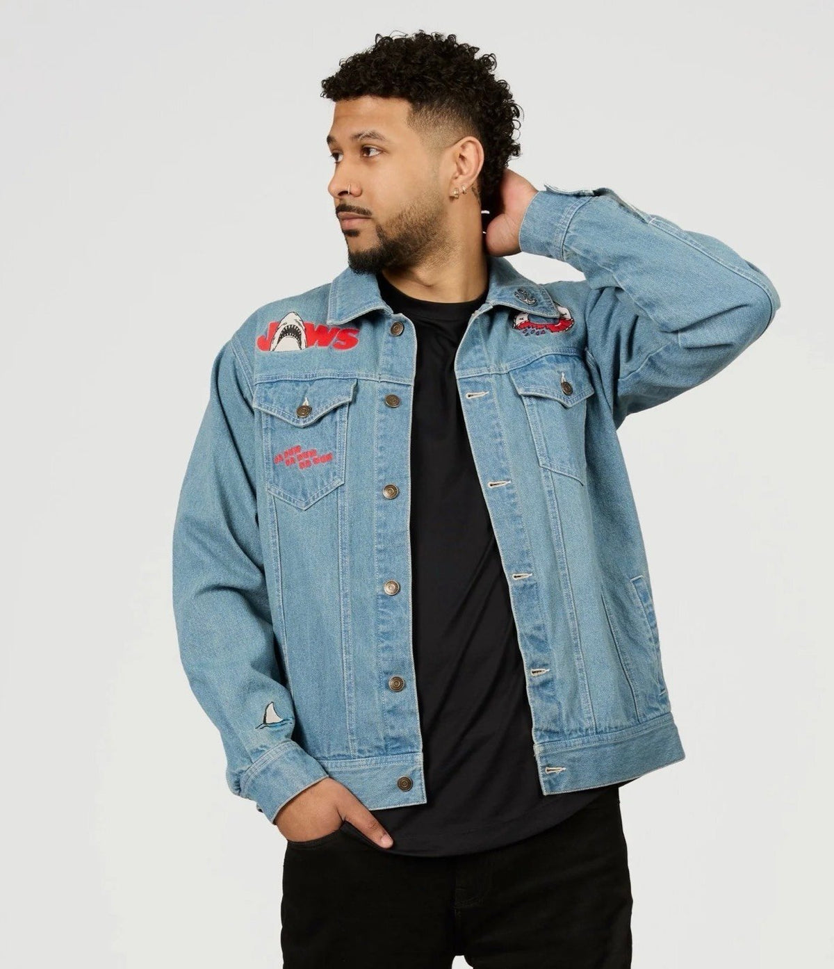 Cakeworthy JAWS DENIM JACKET Size Large (UNISEX FIT)