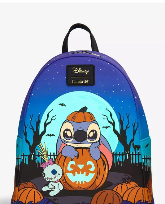 Loungefly Disney Stitch Pumpkin Teal Ombre Glow-In-The-Dark Mini Backpack
