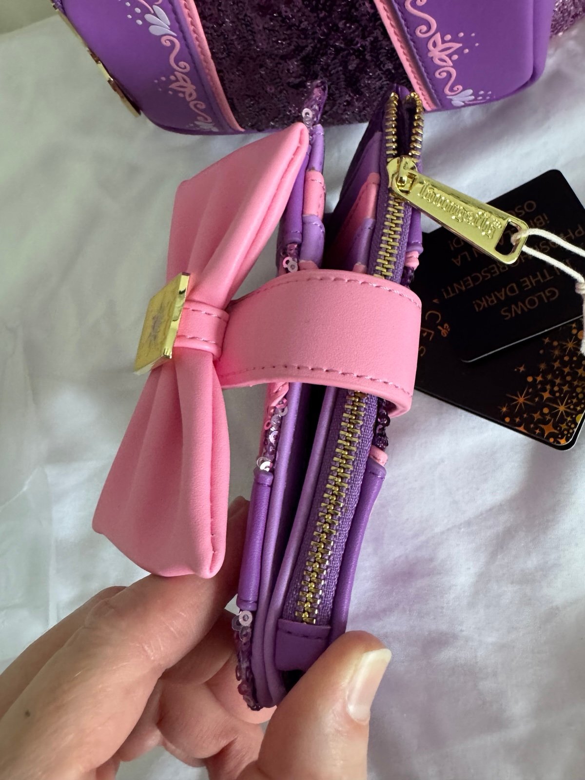 Loungefly Disney Princess Tangled Rapunzel Sequin Backpack & Wallet SET