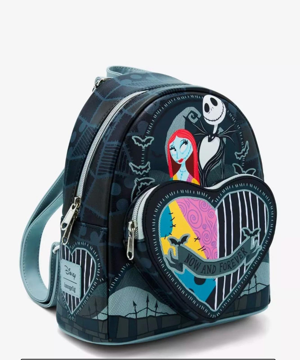 Loungefly The Nightmare Before Christmas Jack & Sally Split Heart Mini Backpack